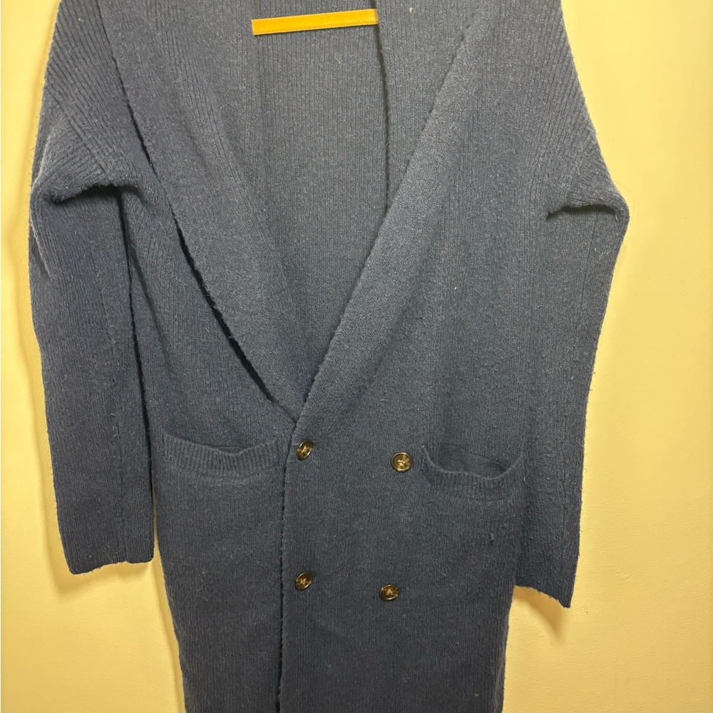 Jcrew Cozy Blue Long Cardigan with Pockets size xsmall